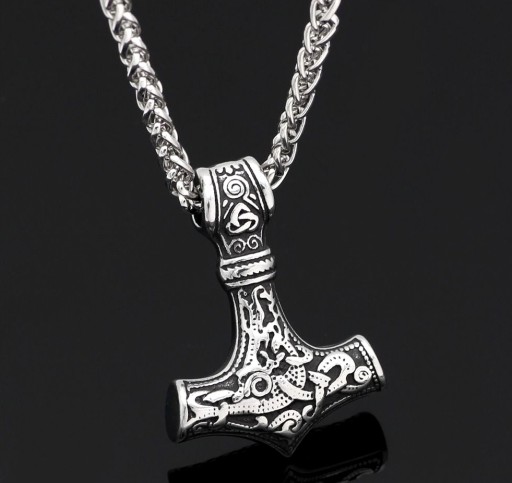 Srebrny Męski Młot naszyjnik THOR MJOLNIR CELTIC