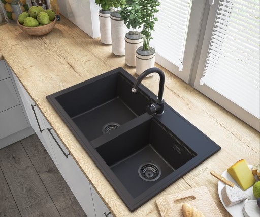 ЧЕРНАЯ ГРАНИТНАЯ МОЙКА HEKTOR SIPHON BLACK MIX