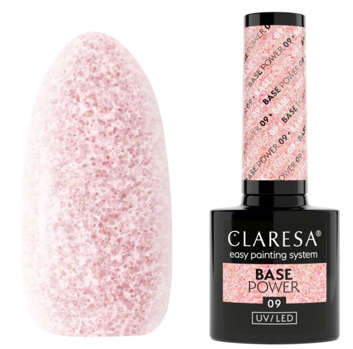 Claresa Base Power 09 нежный розовый оттенок с хлопьями розового золота 5г