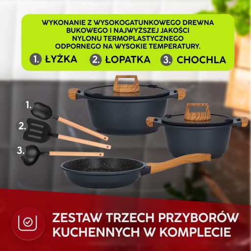 Komplet zestaw garnków indukcja z akcesoriami 8 elementów MPM MGK-23