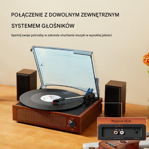 Gramofon odtwarzacz płyt winylowych z głósnikami Bluetooth 5W