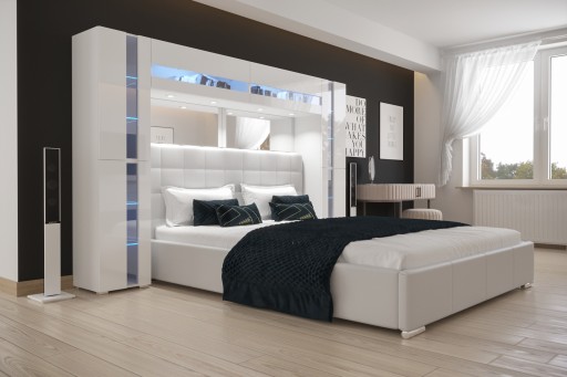 Кровать с мягкой панелью и шкафом Panama Furniture 14