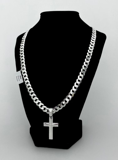 Серебряная цепь Pr.925 8 мм теста 60 см + крест