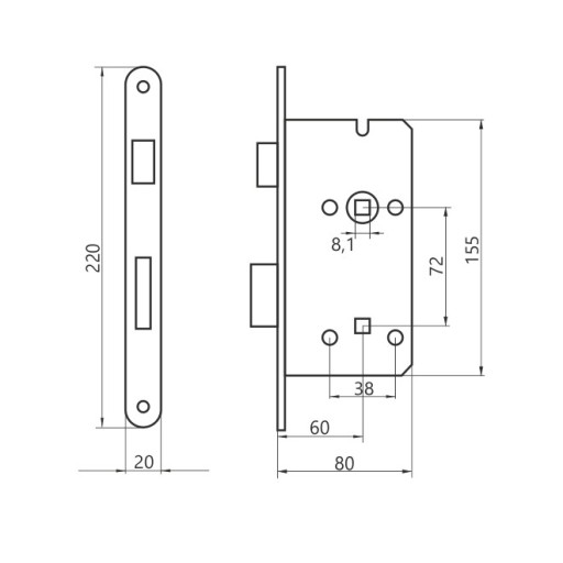 Замок для ванной комнаты Gerda ZW 100 72/60
