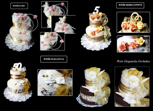 TORT z 2 RĘCZNIKÓW 70x140 Prezent Ślubny na Ślub