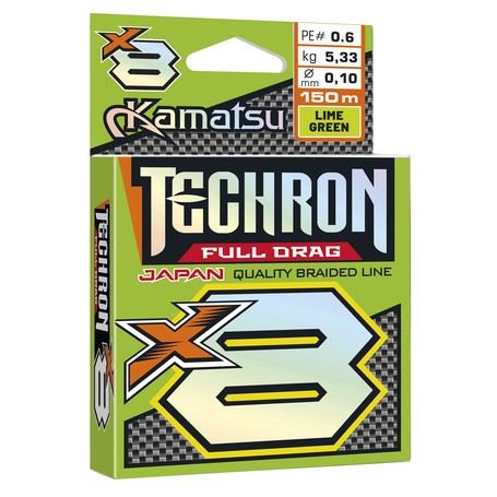Тесьма Techron Full Drag X8 LimeGreen 0,20/150м