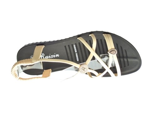 PIĘKNE SANDAŁKI z GUMKĄ C203 Beige r.38