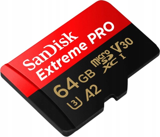 Карта SanDisk micro SD 64 ГБ EXTREME PRO 200 МБ/с 4K SDXC U3 С АДАПТЕРОМ