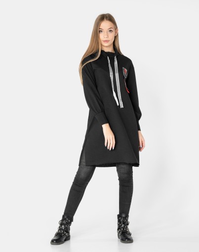 Długa Tunika Sukienka Damska z Golfem 11856-03 r L