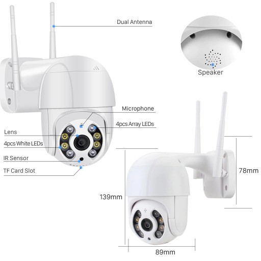 НАРУЖНАЯ ВРАЩАЮЩАЯСЯ IP-КАМЕРА 5 Мп WIFI Full HD PL!