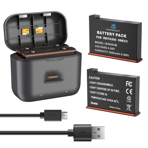 ładowarka do insta360 one x3,ładowarka + 2 baterie 1800 mAh