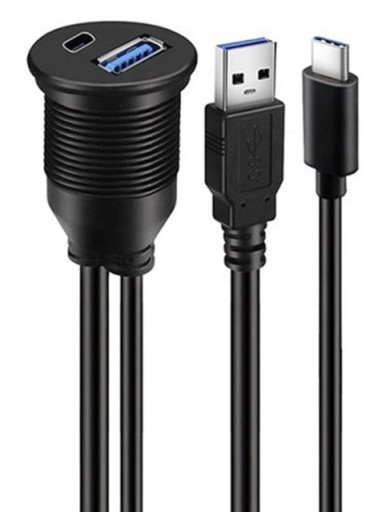 Удлинительный кабель, резьба 2 м USB A 3.0 USB C 3.1 QC 3.0 гнездо для двойной панели