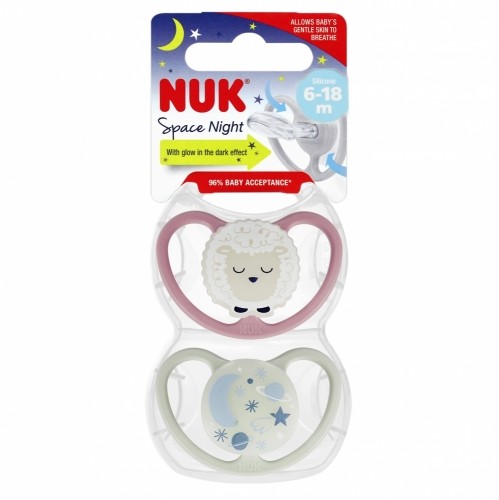 Силиконовая соска NUK SPACE NIGHT, светящаяся, 6-18 м
