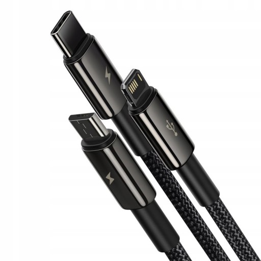 Kabel Baseus USB-A do Lightning microUSB USB-C 3w1