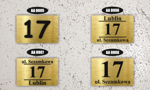 АДРЕСНАЯ ТАБЛИЧКА С НОМЕРОМ ДОМА 32x21 см Золото + ПРОСТАВКИ