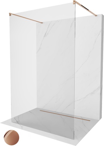 MEXEN KIOTO ŚCIANKA PRYSZNICOWA WOLNOSTOJĄCA 100 x 200 ROSE GOLD szkło 8 mm