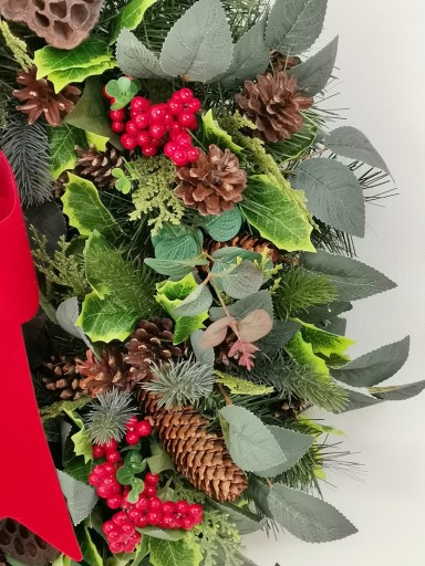 Wianek wieniec stroik naturalny DUŻY 60 cm bożonarodzeniowy świąteczny