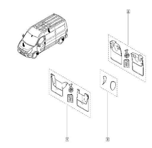 БРЫЗЖЕВЫЕ ЗАЩИТЫ RENAULT MASTER 2010 - ПЕРЕДНЯЯ ЧАСТЬ