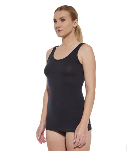 BRUBECK DAMSKA KOSZULKA TERMOAKTYWNA BEZ RĘKAWÓW COMFORT MERINO CZARNY S