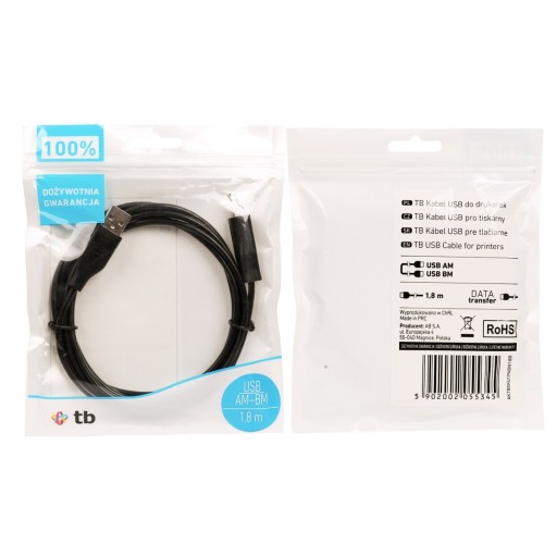 KABEL DO DRUKARKI SKANERA 1.8m USB A-B Przewód 2.0