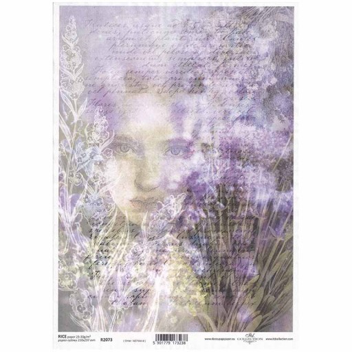 Papier ryżowy do decoupage twarz kobiety lawenda