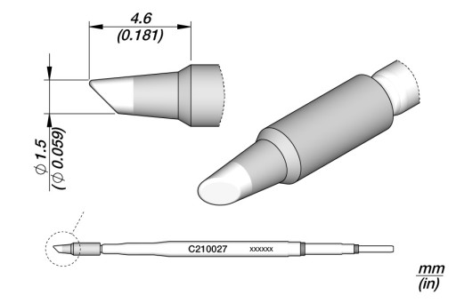 Паяльное жало JBC C210027 Усеченный цилиндр.