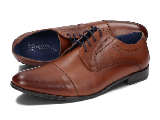 BUTY MĘSKIE OBUWIE WIZYTOWE SKÓRA 052 BRĄZ 43