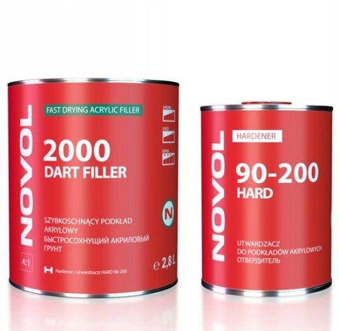 NOVOL DART Filler 2000 Акриловая грунтовка 2,8+0,7л быстросохнущая - БЕЛАЯ