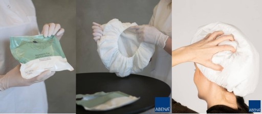 Шапочка для безводного мытья волос с микроволновым кондиционером ABENA.