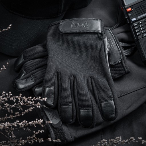 M-Tac Кожаные тактические стрелковые перчатки Police, черные, размер XL