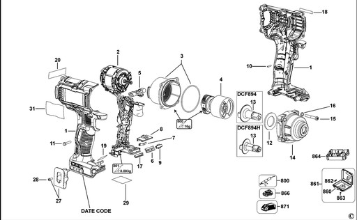 DeWalt KOŃCÓWKA Z BOLCEM N536344 DO DCF896 DCF894