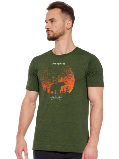 Oddychająca koszulka turystyczna T-shirt trekkingowy z wełną merino BRUBECK