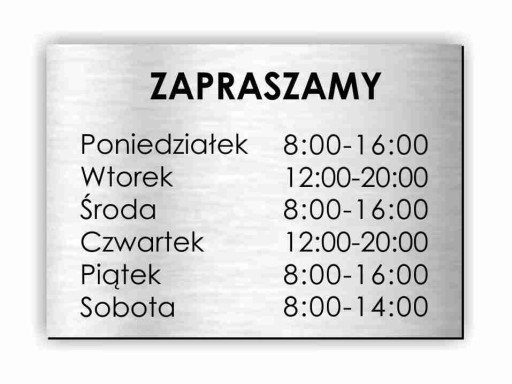 Приветственная табличка ВРЕМЯ РАБОТЫ, А5