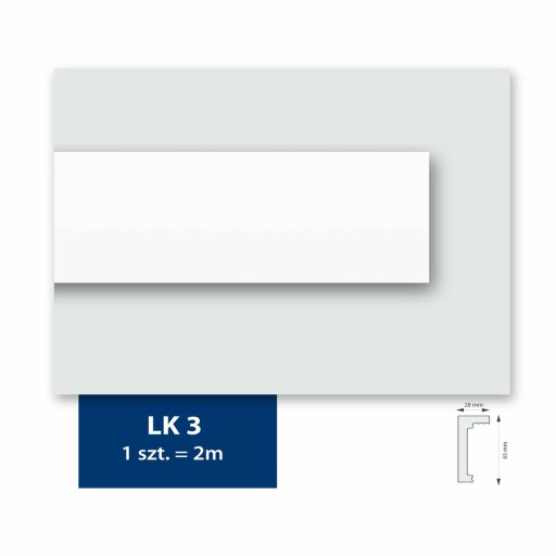 Listwa Karniszowa ścienna Maskownica Osłona KARNISZA Gzyms Biała 200 cm 2m
