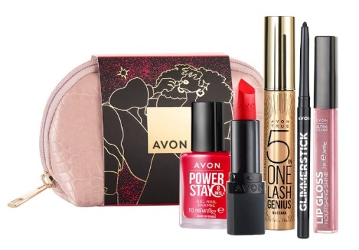 AVON Набор Косметичка Genius Тушь для ресниц Помада Красный лак Блеск для губ Подводка