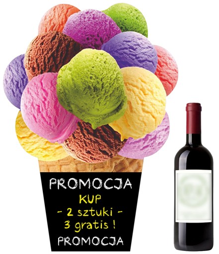 TABLICA KREDOWA LODY GAŁKI WISZĄCA LÓD REKLAMOWY