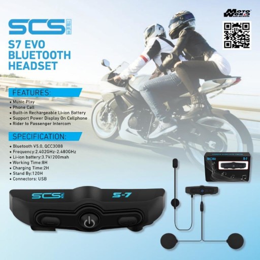 ИНТЕРКОМ BLUETOOTH НАУШНИКИ S7 EVO ДИАПАЗОН 0,1 КМ