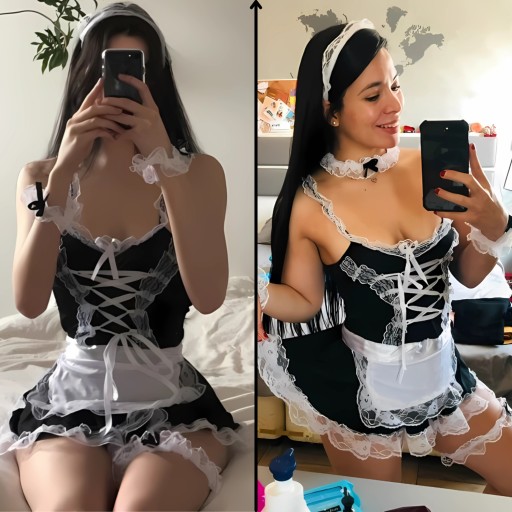 SEXY KOSTIUM CZARNY NIEGRZECZNA POKOJÓWKA STRÓJ EROTYCZNY POKOJÓWKI SEX M