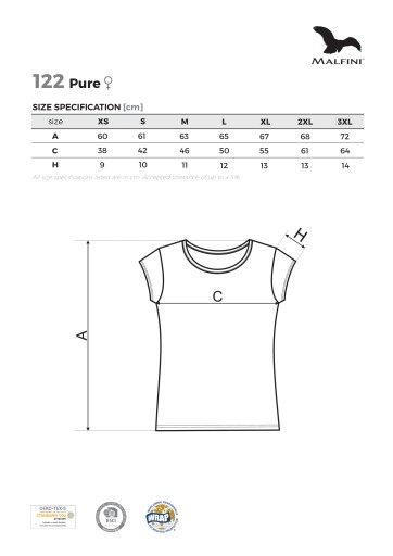 Dopasowana Koszulka Damska T-shirt bawełniana PURE 122 Cytrynowa XL