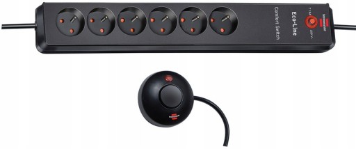 LISTWA ZASILAJĄCA PRZEDŁUŻACZ ECO-LINE COMFORT 6G WYŁĄCZNIK NOŻNY SWITCH