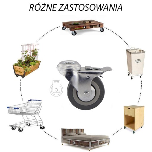 Koło fi 75 wózek regał szafka stół 5PPGUM75