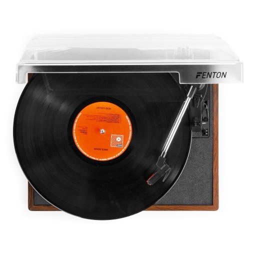 Gramofon z głośnikami USB brązowe drewno + winyl