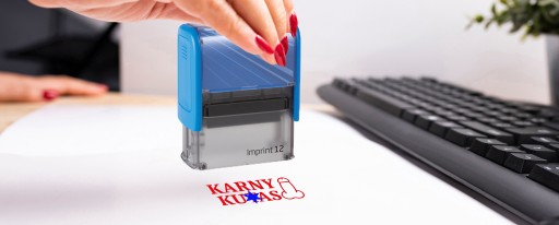 PIECZĄTKA NIEBIESKA AUTOMATYCZNA NAPIS KARNY KU*AS GADŻET ŚMIESZNA