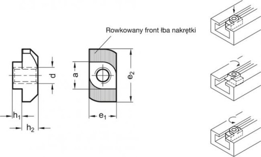 NAKRĘTKA MŁOTECZKOWA ROWKOWA PROFIL ALU T8 M6