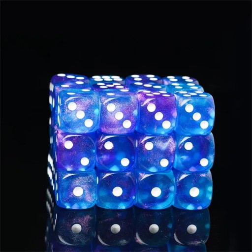 ZESTAW 2 KOSTEK K6 RPG KOŚĆ SZEŚCIOŚCIENNA KSIĘŻYCOWA MGŁA 1,6 CM