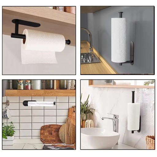 UCHWYT WIESZAK NA RĘCZNIK PAPIEROWY KUCHENNY BEZ WIERCENIA CZARNY LOFT ALBI