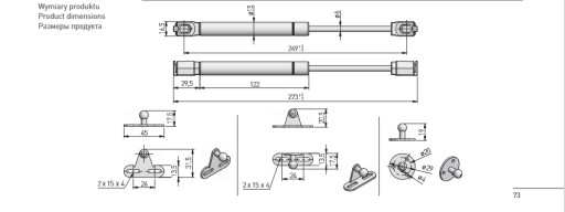 Газлифт, Мебельный актуатор 80 N GTV 2 шт.