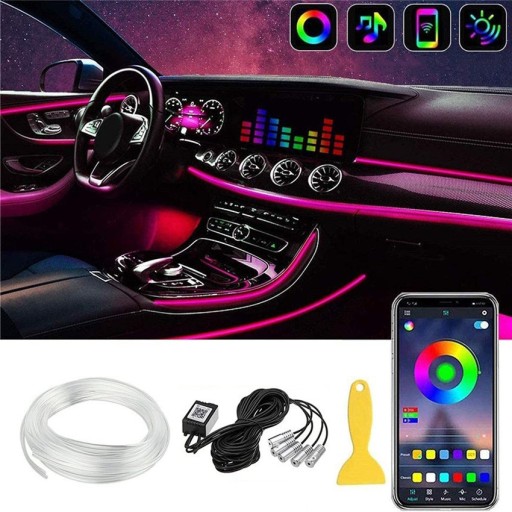 ОКРУЖАЮЩЕЕ СВЕТОДИОДНОЕ RGB ВОЛОКОННО-ОПТИЧЕСКОЕ ВНУТРЕННЕЕ ОСВЕЩЕНИЕ 6M