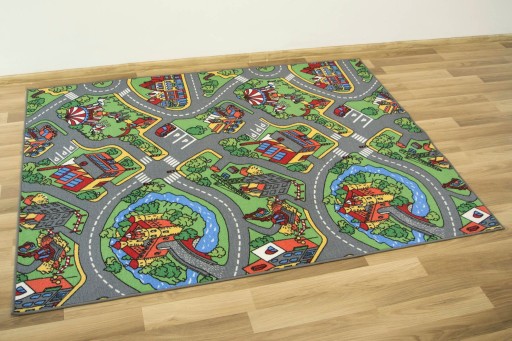 DYWAN DLA DZIECKA MIASTO DROGA ULICZKI ULICE PLAC BUDOWY O-RALLY 150x200 cm