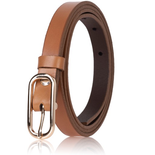 Ремень RUDY узкий кожаный GOLD BUCKLE тонкий 1,5 мм